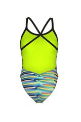 W Racing Stripe Swimsuit Xcriss Cross Kadın Antrenman Mayosu