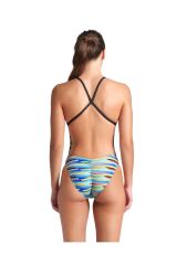 W Racing Stripe Swimsuit Xcriss Cross Kadın Antrenman Mayosu