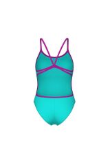 WOMEN'S SWIMSUIT LACE BACK SOLID WATER-VERY FUCHSIA 40