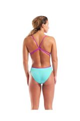 WOMEN'S SWIMSUIT LACE BACK SOLID WATER-VERY FUCHSIA 34
