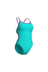 WOMEN'S SWIMSUIT LACE BACK SOLID WATER-VERY FUCHSIA 34