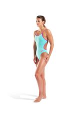WOMEN'S SWIMSUIT LACE BACK SOLID WATER-VERY FUCHSIA 38