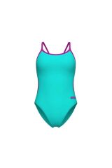 WOMEN'S SWIMSUIT LACE BACK SOLID WATER-VERY FUCHSIA 38