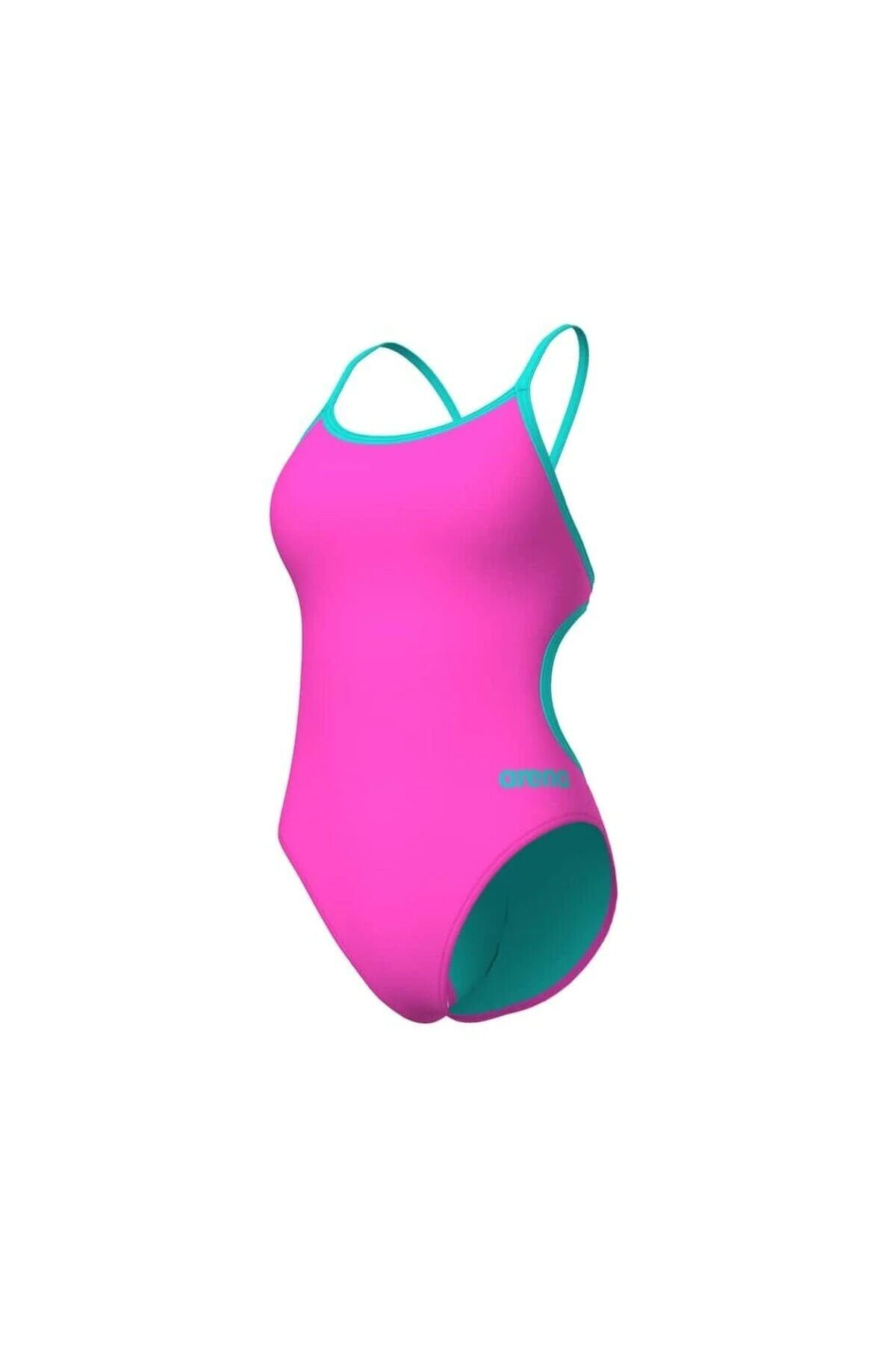 WOMEN'S SWIMSUIT LACE BACK SOLID SHOCKING PINK-WATER 40