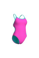WOMEN'S SWIMSUIT LACE BACK SOLID SHOCKING PINK-WATER 36