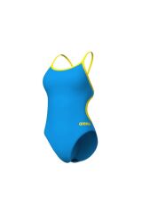 WOMEN'S SWIMSUIT LACE BACK SOLID TURQUOISE-YELLOW STAR 36