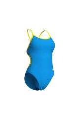 WOMEN'S SWIMSUIT LACE BACK SOLID TURQUOISE-YELLOW STAR 36