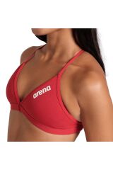 Team Swim Top Tie Back Solid Kadın Kırmızı Yüzücü Bikini Üstü 004768450