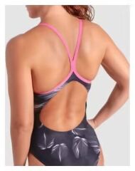 Frozen Leaves Swimsuit Black/Pink Women's KADIN YÜZÜCÜ MAYOSU