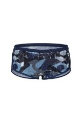 MEN'S SCRATCHED SWIM LOW WAIST SHORT MULTI BLACK-NAVY 75 CM (BEL ÖLÇÜSÜ)