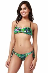 Toucan Bandeau Kadın Yeşil Desenli Bikini - 1B25855